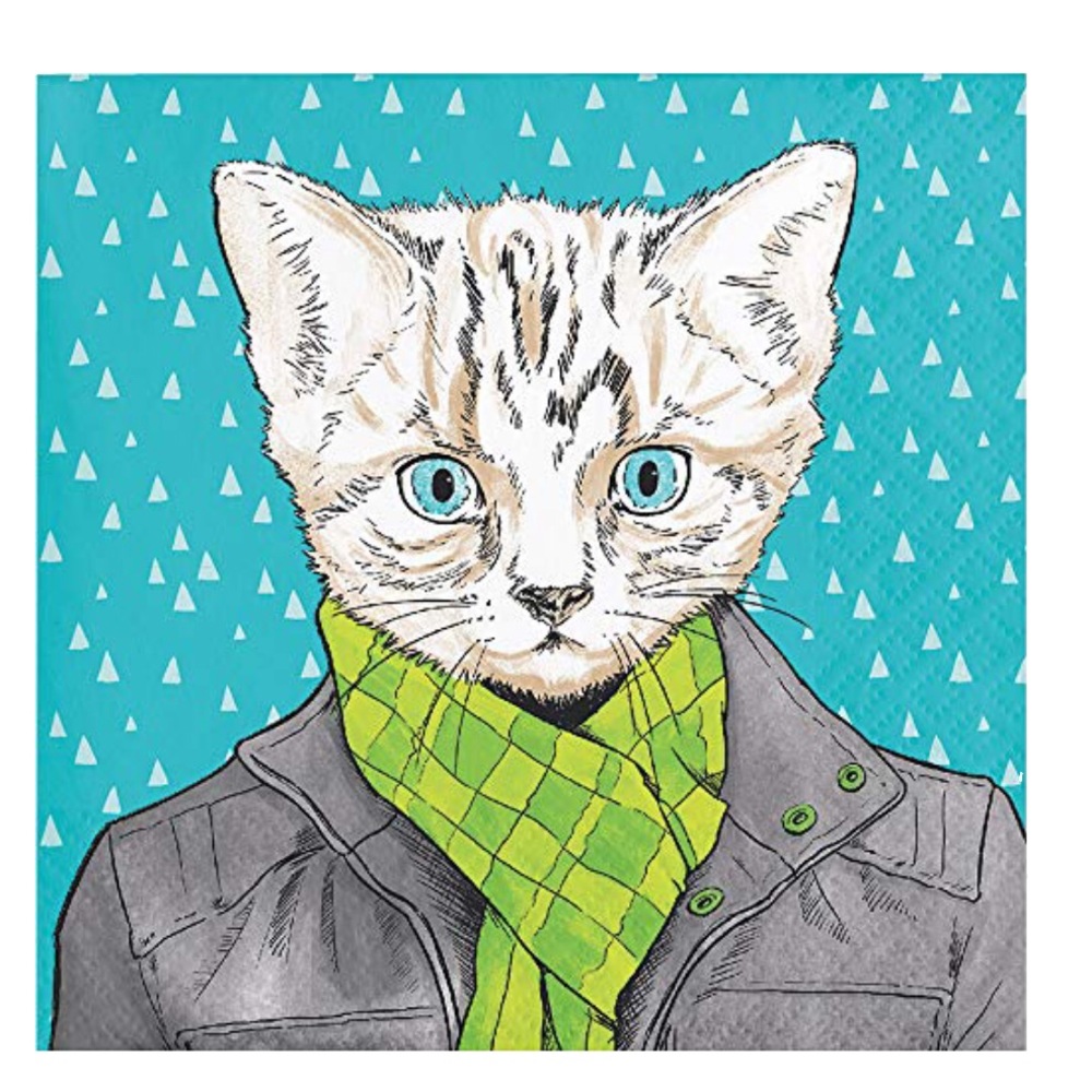 Elise Dapper Cat Cocktail Beverage Napkins (330012), 24-ct